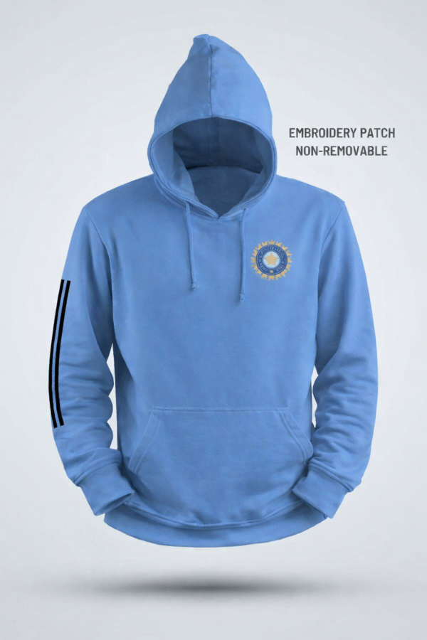 indain team sky blue hoodie indian cricket team hoodie front