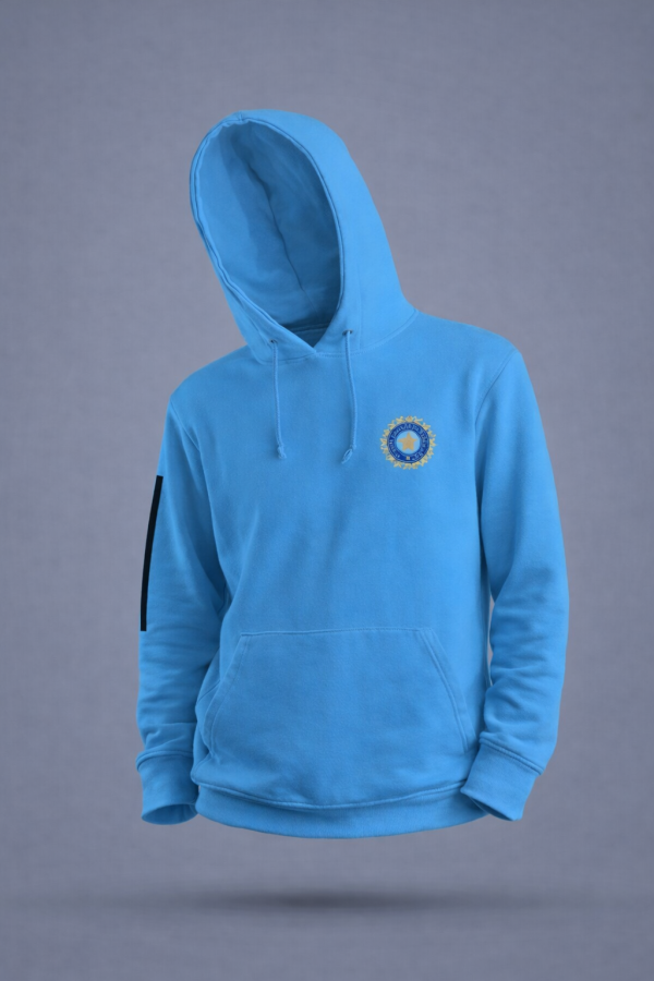 Team India Training Hoodie - Fan Made - Indian Blue 1 indian cricket team hoodie front side view