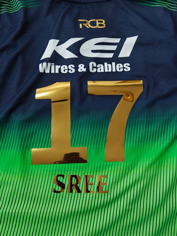 RCB 2025 golden front jersey in green theme with eco-friendly design