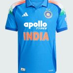 Team India ODI Jersey Apollo Tyres edition in sky blue with custom name and number, premium Teehub cricket fanwear.