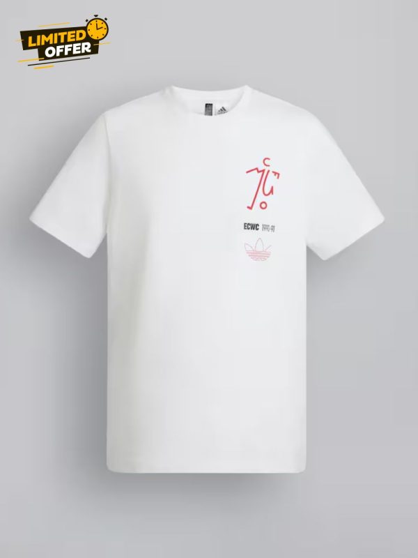White retro Manchester United t-shirt from 1991 with red and black detailing.