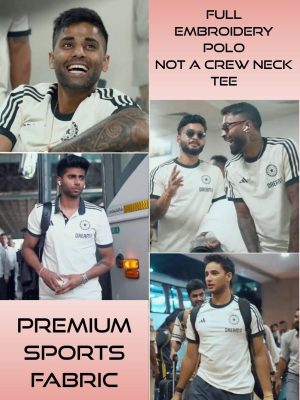 Team India fan polo shirt in off-white with black collar