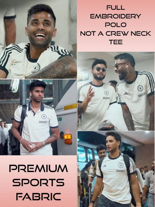Team India fan polo shirt in off-white with black collar