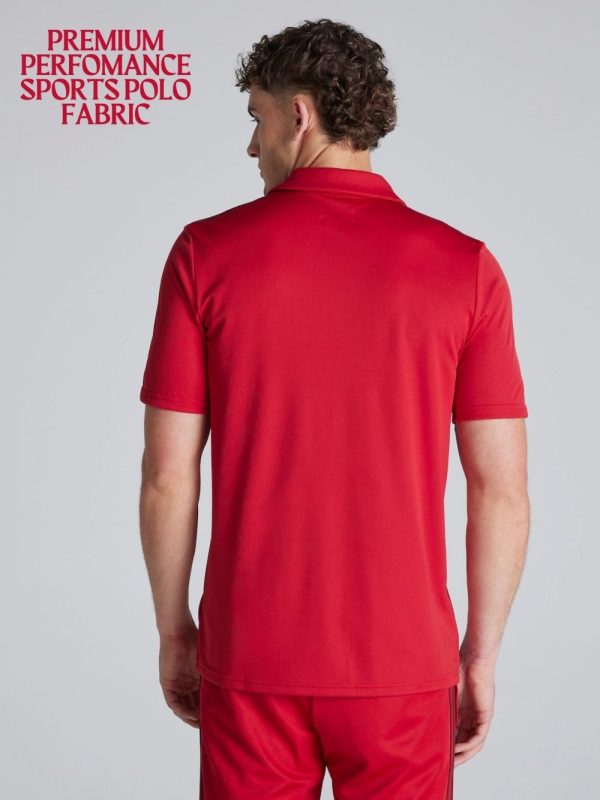 Red Manchester United polo featuring Snapdragon branding