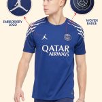 PSG Jordan 4th kit fan version with futuristic Navy and silver design TEEHUB