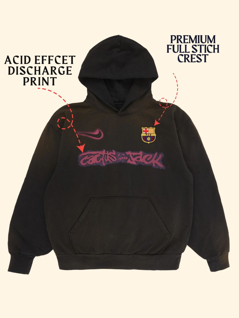 Travis Scott FC Barcelona Washed Spray Logo Tee バルセロナ Travis Scott Cactus Jack x FC Barcelona Washed Spray Logo