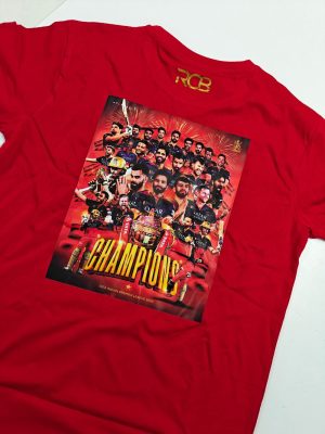 RCB WINNING TEE - PREMIUM COTTON - GOLDEN AND BACK FULL PRINT - Image 1