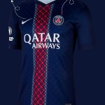 PSG 2025–26 home jersey with custom name and number print – front and back view teehub pasg jersey