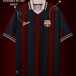 etro Barcelona V-neck polo in blue and garnet with club crest in teehub