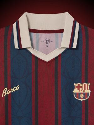 Barcelona vintage polo shirt with contrasting collar and V-neck design