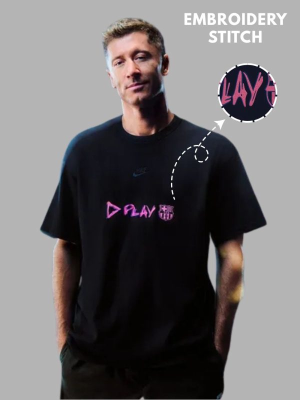 Barca x Ed Sheeran Black T-shirt with premium cotton fabric, exclusive design on Teehub.