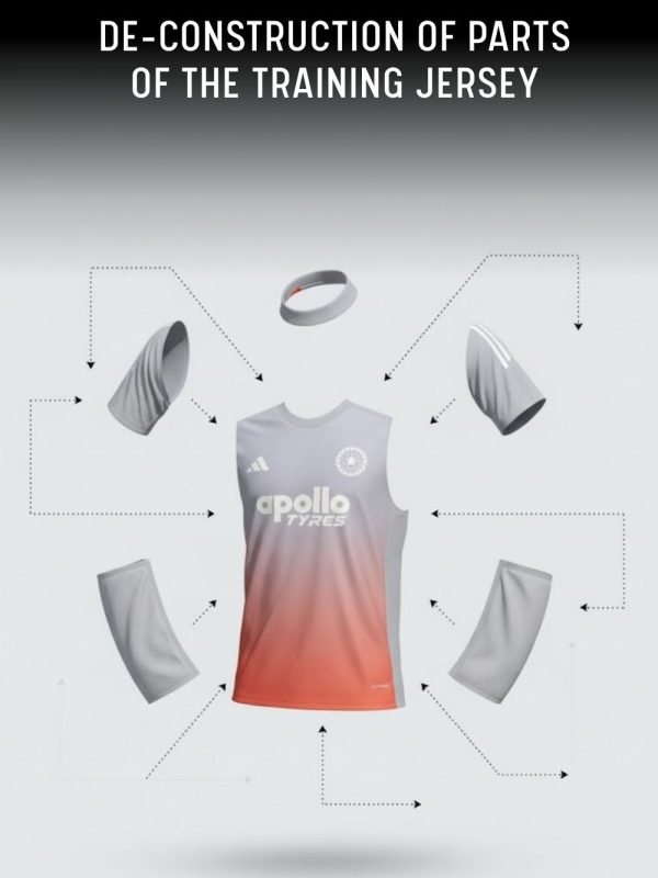 Adidas India player edition cricket jersey in grey and orange, lightweight matchwear with BCCI crest.