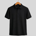 plain black polo tshirt front