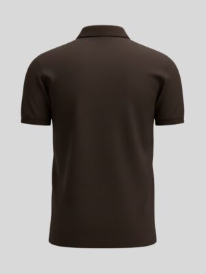 Plain Polo T Shirt - Chocolate Brown - Image 2