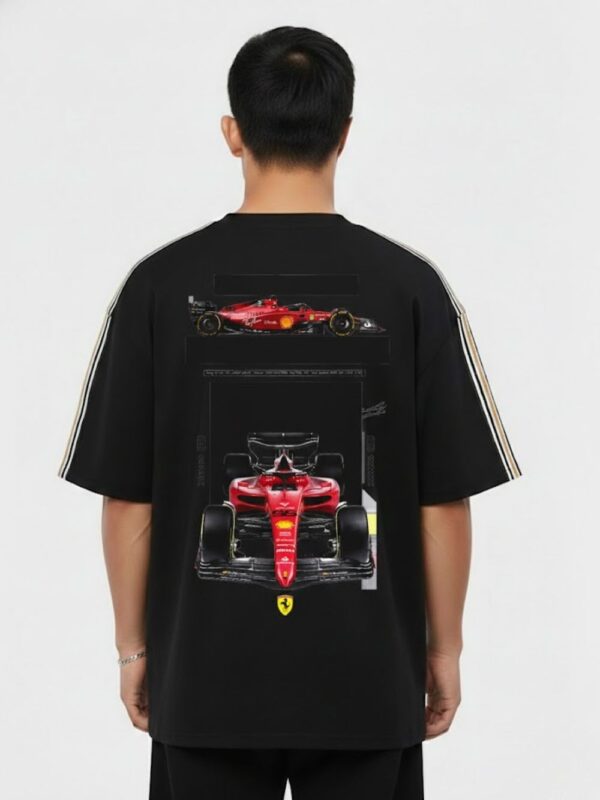 Ferrari Tee - Charles Leclerc Overszed T Shirt Black 1 Charles Leclerc Oversized Tshirt teehub back Ferrari