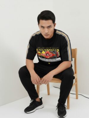 Ferrari Tee - Charles Leclerc Overszed T Shirt Black 6 Charles Leclerc Oversized Tshirt teehub posing Ferrari