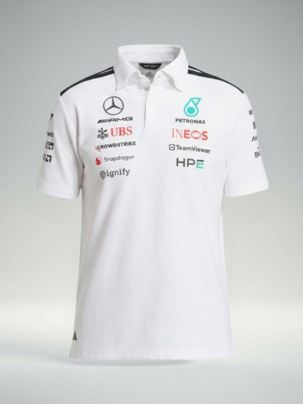 Mercedes F1 polo shirt 2026 inspired by Mercedes-AMG Petronas Formula One Team driver wear, premium motorsport design, F1 shirts in India available on Teehub