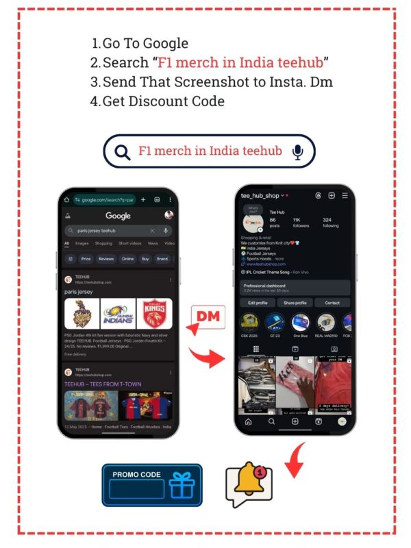 Red Bull F1 2025 polo t-shirt showcasing racing aesthetics and premium quality fabric, official style merch available only on Teehub India