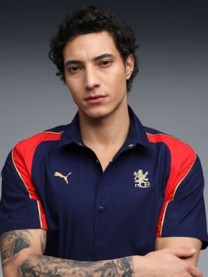 RCB Navy Blue Shirt 2026 - Premium 7 RCB Navy shirt 2026 front posing model