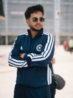 Team India New Travel Jacket Blue And White - Image 4