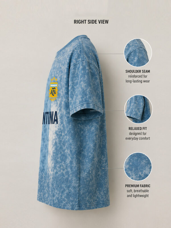 Argentina Acid Wash T Shirt - Oversized - 100% Cotton 4 100% cotton Argentina Acid Wash oversized graphic T-shirt with premium soft fabric and vintage streetwear style, exclusive to TeeHub.