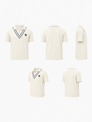 One8 Off White Polo T Shirt - VIRAT EDITION 9 Premium One8 Virat Polo T-Shirt with classic collar, breathable cotton material, comfortable regular fit, available exclusively on TeeHub.