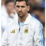 Messi Argentina Home Anthem White Jacket with stand-up collar and zipper closure available only on TeeHub