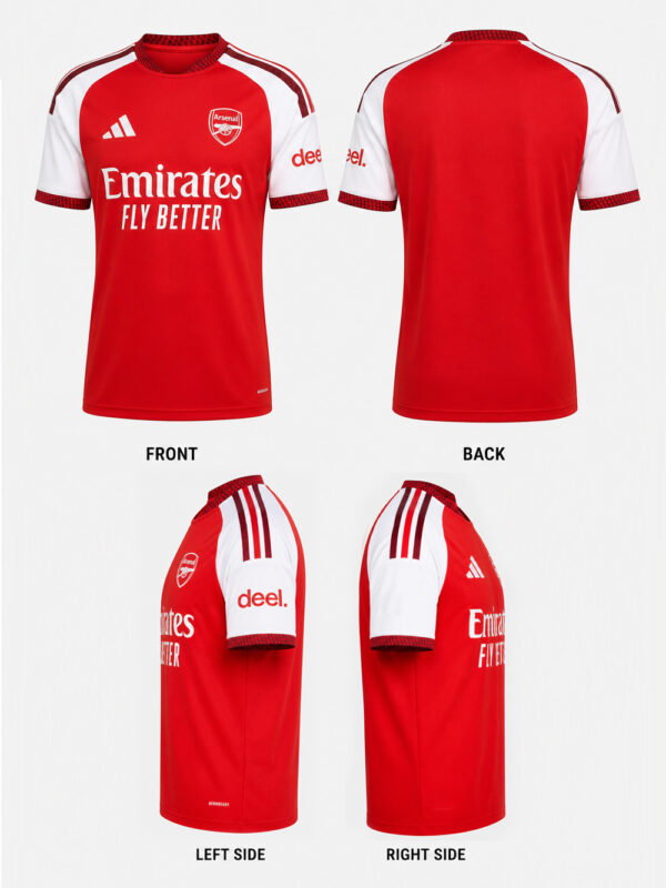 Premium Arsenal FC 26/27 Home Jersey with personalized name and number, lightweight sports fabric, regular fit, only on TeeHub.