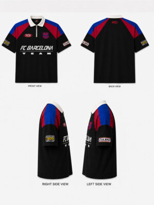 FCB oversized polo shirt with half zip, drop shoulder, and 100% premium cotton fabric, available only on TeeHub.