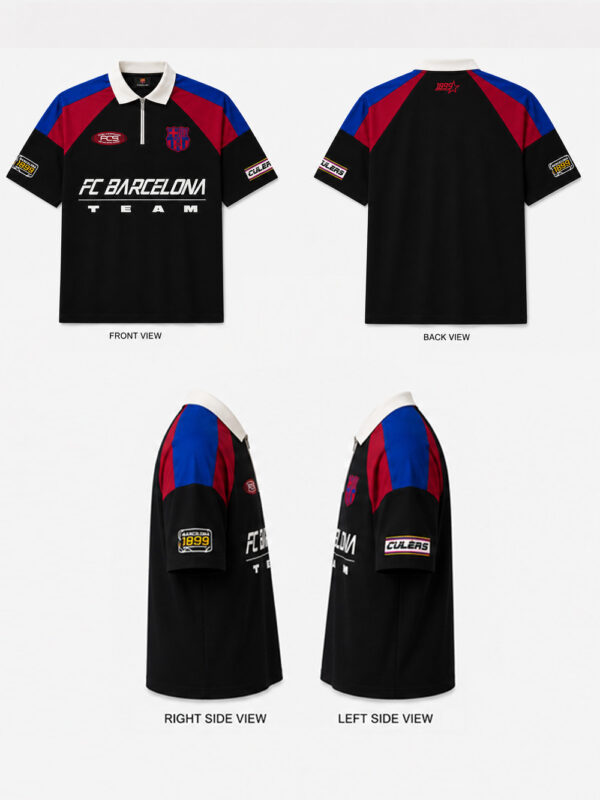 FCB oversized polo shirt with half zip, drop shoulder, and 100% premium cotton fabric, available only on TeeHub.