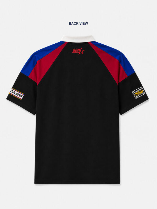 Premium FCB Racing Barca oversized half zip polo shirt with 100% cotton fabric and drop shoulder design from TeeHub.