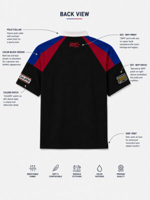 FCB Racing Barca oversized drop shoulder polo shirt in 100% cotton with premium half zip design, exclusive TeeHub collection.