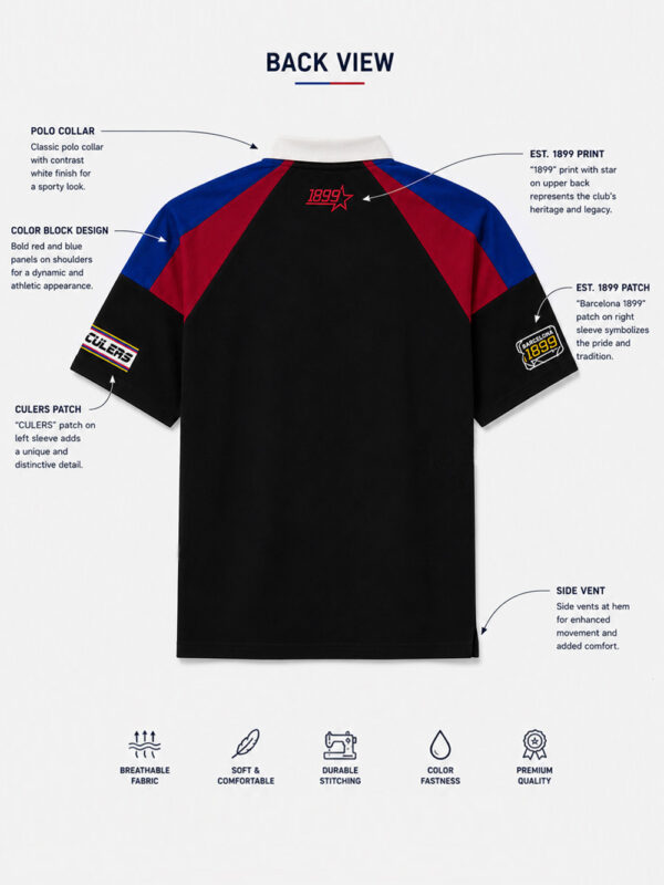 FCB Racing Barca oversized drop shoulder polo shirt in 100% cotton with premium half zip design, exclusive TeeHub collection.