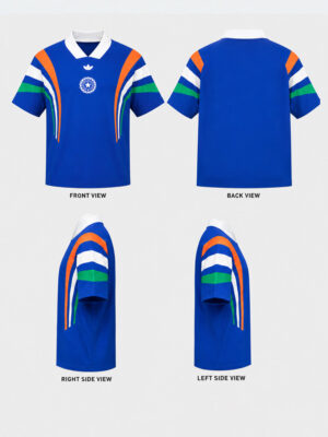 Team Indian Shoulder Tricolor T Shirt 11 India cricket fan T-shirt by TeeHub featuring shoulder tricolor design and premium V-neck regular fit.