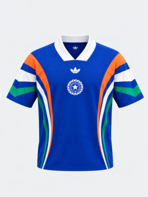 Team India Shoulder Tricolor T-Shirt by TeeHub with V-neck regular fit lifestyle cricket jersey inspired by India's cricket pride.