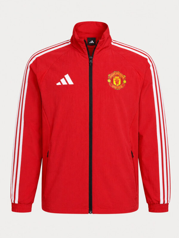 Manchester United Home Anthem Jacket with stand-up collar and regular fit available only on TeeHub