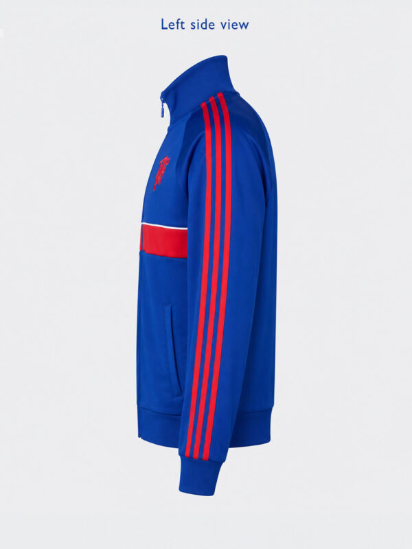 Manchester United Track Top Jacket - New Season 3 Manchester United football track jacket with premium sports fabric, stand-up collar, and zipper closure from TeeHub.
