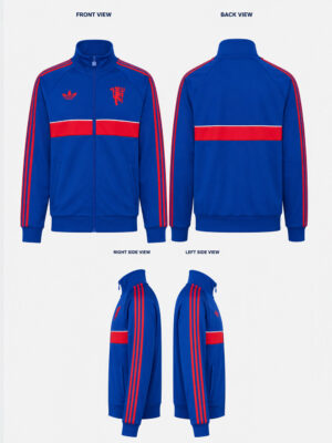 Manchester United Track Top Jacket - New Season 11 Manchester United stand-up collar track jacket with front zipper closure and premium sports fabric by TeeHub.