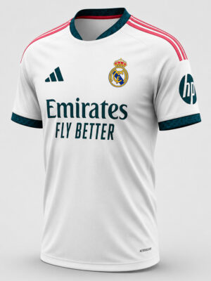 ALT TEXT Premium Real Madrid 2026/27 Home football jersey with personalized name and number, breathable sports fabric from TeeHub.