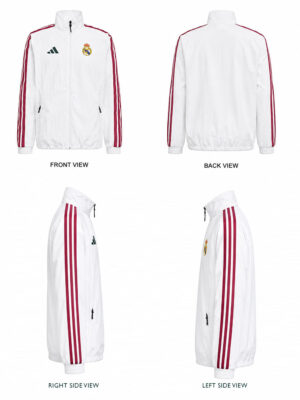 Real Madrid full zip anthem jacket with regular fit and premium sports fabric available at TeeHub.