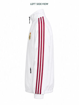Exclusive Real Madrid Anthem Jacket featuring premium sports fabric and full front zipper by TeeHub.