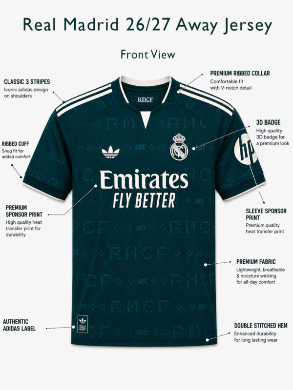 Real Madrid Away Jersey 26/27 New Season football jersey by TeeHub.