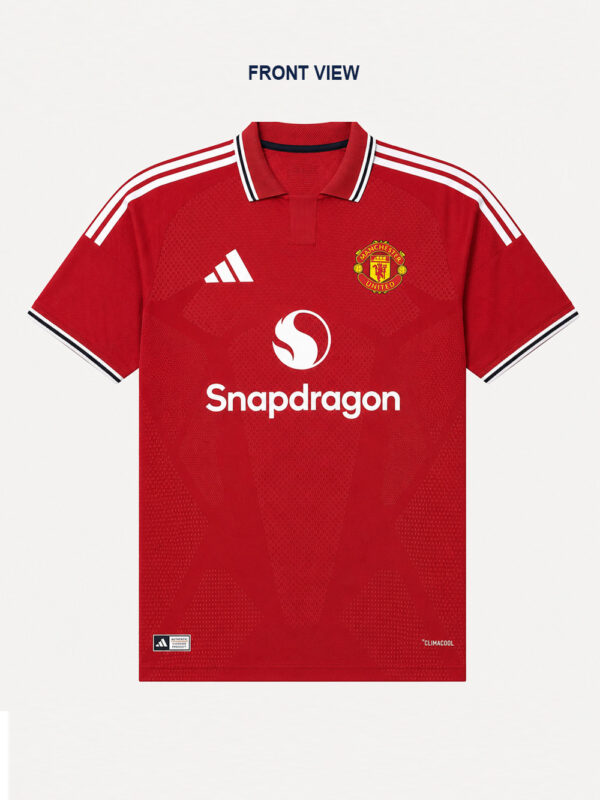 Premium Manchester United 2026/27 Home football jersey with personalized name and number, soft performance fabric from TeeHub.