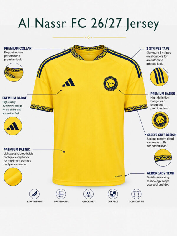 Al Nassr FC 26/27 Jersey - New Season 3 Al Nassr FC 26/27 premium football jersey regular fit by TeeHub