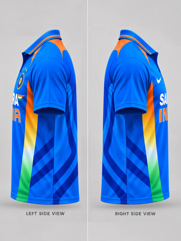 Team India 2011 World Cup Jersey | Retro Blue Limited Edition | Customized Name & Number 2 Team India 2011 World Cup Retro Blue Cricket Jersey with personalized name and number.