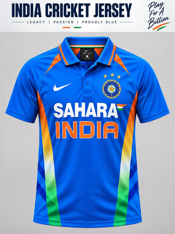 2011 ODI jersey-front-1 Team India World Cup Jersey 2011 Retro Blue Limited Edition with customized name and number by TeeHub.
