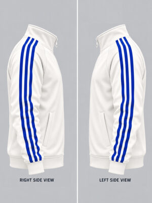 Team India New White & Blue Jacket | Big Stripes 6 Team India White and Blue Striped Sports Jacket featuring a bold Big Stripes design.