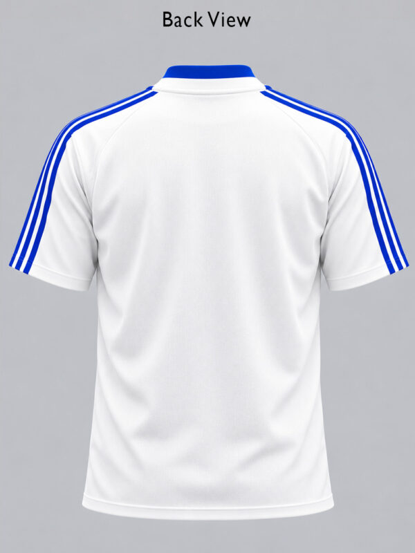 Team India New White and Blue Flat Neck Jersey | Big Stripes 1 White and Blue Team India Flat Neck Cricket Jersey featuring bold big stripes by TeeHub.