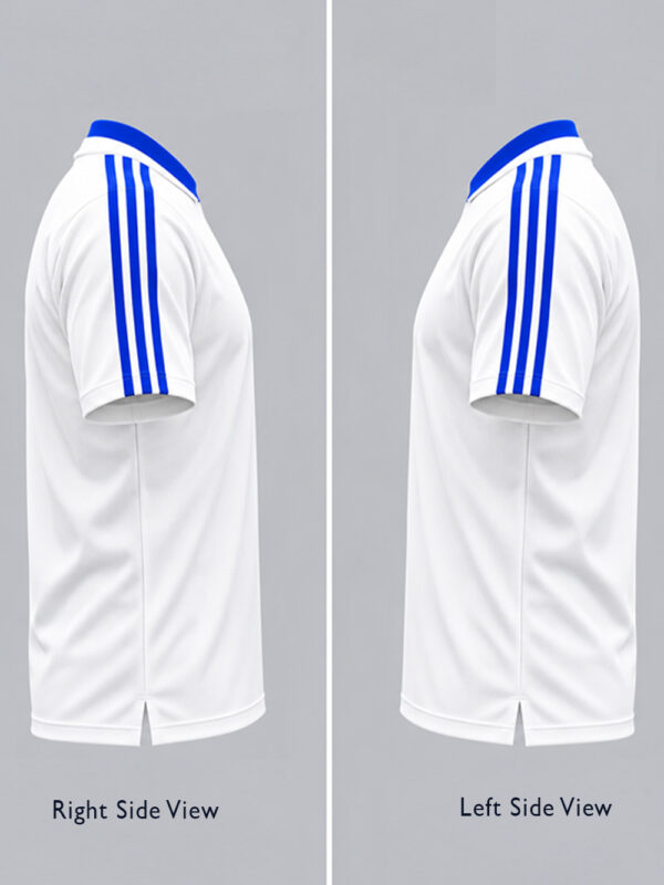 Team India New White and Blue Flat Neck Jersey | Big Stripes 2 Team India White and Blue Big Stripes Jersey with flat neck styling and premium sports fabric from TeeHub.