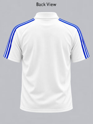 Team India New White and Blue Polo T-Shirt with Big Stripes, premium sports fabric and regular fit by TeeHub.